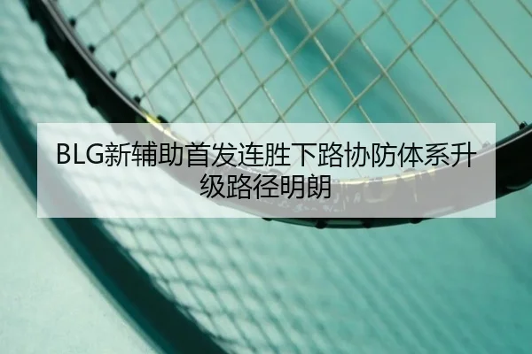 BLG新辅助首发连胜下路协防体系升级路径明朗